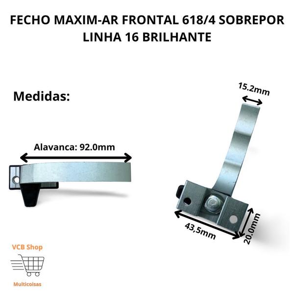 Imagem de Fecho maxim-ar frontal 618/4 sobrepor alumínio linha 16 brilhante gm