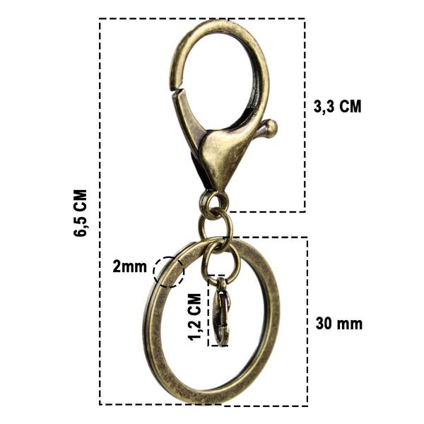 Fecho Mosquetão De Metal Com Argola Italiana 30mm Para Chaveiros 10 unidades - RussoArt Imagem de Fecho Mosquetão De Metal Com Argola Italiana 30mm Para Chaveiros 10 unidades