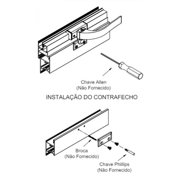 Imagem de Fecho para Janela com Alavanca e Baguete Esquerda em Alumínio Branco Alumiconte FEC0027BCC