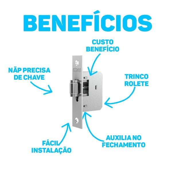 Imagem de Fecho Rolete Sem Chave Porta Pivotante Stam Inox Auxiliar