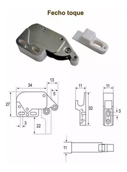 Imagem de Fecho Toque Mini Latch Automático (1270)elefantinho 02  Pçs