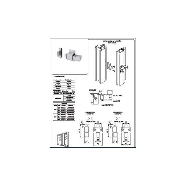 Imagem de Fecho trinco gatilho 3560 janela portas aluminio preto udinese