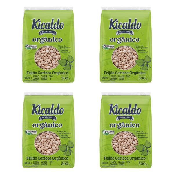 Imagem de Feijão carioca orgânico - kicaldo 2kg - kit 04 pcts de 500g