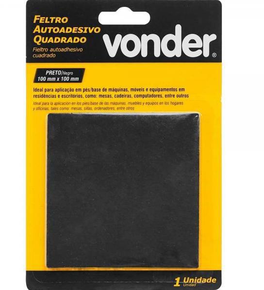 Imagem de Feltro Adesivo Preto Quadrado 100mm Vonder