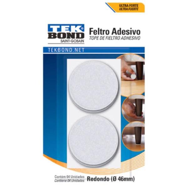 Imagem de Feltro Adesivo Redondo 46mm com 4 Unidades Tekbond Branco