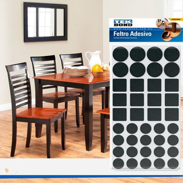 Feltro Adesivo Tek Bond Sortidos Preto com 40 Unidades - TEKBOND Imagem de Feltro Adesivo Tek Bond Sortidos Preto com 40 Unidades