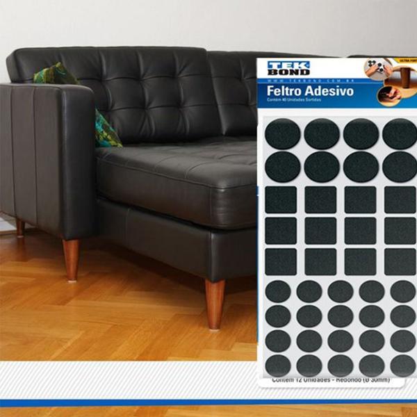 Feltro Adesivo Tek Bond Sortidos Preto com 40 Unidades - TEKBOND Imagem de Feltro Adesivo Tek Bond Sortidos Preto com 40 Unidades