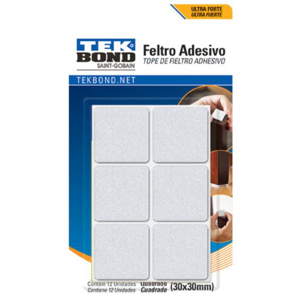 Imagem de "Feltro Adesivo Tekbond Quadrado Branco 30mm com 12 Unidades "