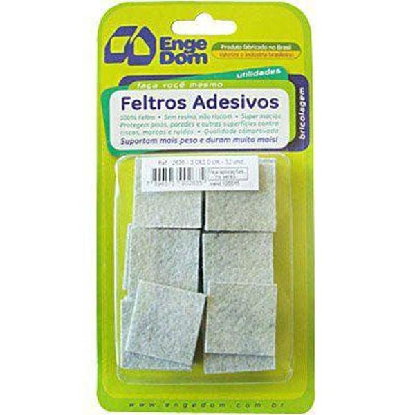 Imagem de Feltro cinza quadrado 30x30x3mm com 12 peças - ENGEDOM