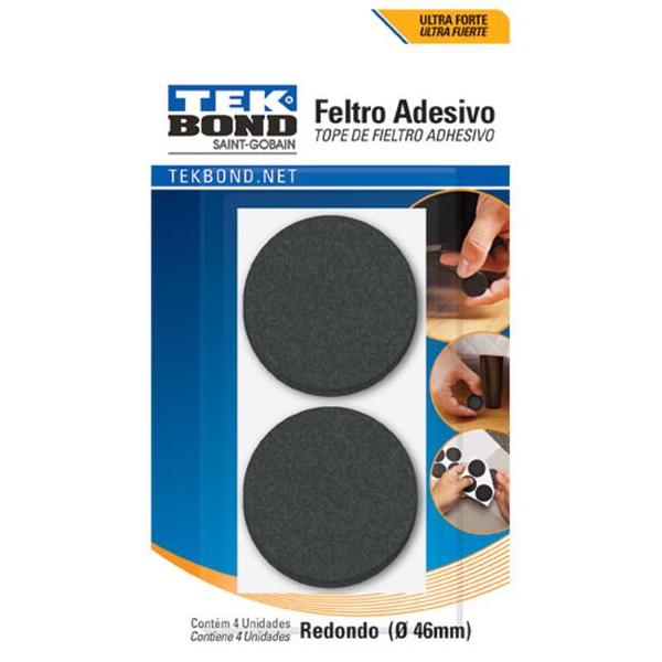 Imagem de Feltro Redondo 46MM Preto Com 4 Unidades - Tekbond