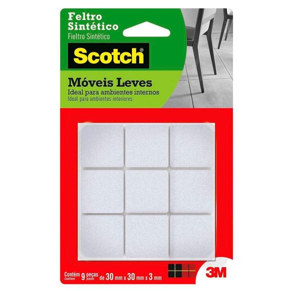 Imagem de Feltro Sintético Branco Quadrado Grande Móveis Leves Scotch Branco