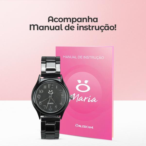 Imagem de Feminino relogio analogico preto + aço inox qualidade premium qualidade premium original presente