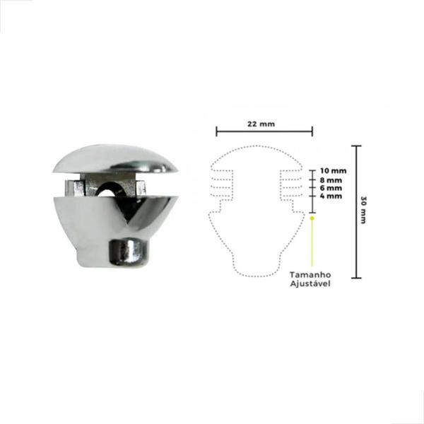 Imagem de Fenda Flex 4 A 10mm Cromado Fixação De Vidro C/ 50 Unidades