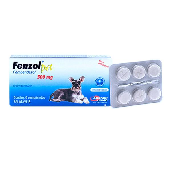 Imagem de Fenzol Pet 500mg Vermífugo da Agener com 6 Comprimidos