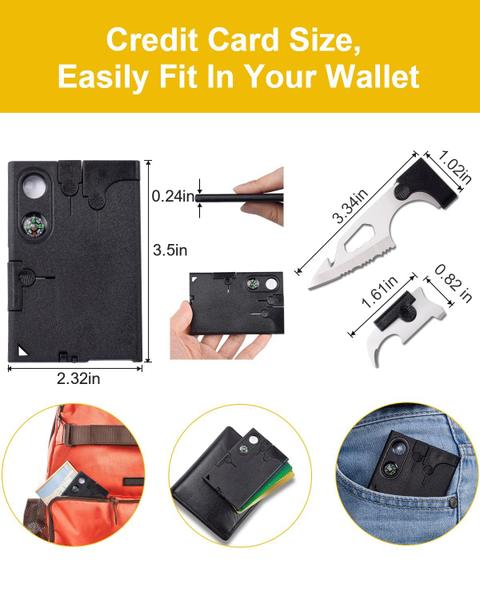 Ferramenta de cartão de crédito Multitool PARIGO 18 em 1 com lâmina e bússola Imagem de Ferramenta de cartão de crédito Multitool PARIGO 18 em 1 com lâmina e bússola