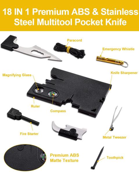 Ferramenta de cartão de crédito Multitool PARIGO 18 em 1 com lâmina e bússola Imagem de Ferramenta de cartão de crédito Multitool PARIGO 18 em 1 com lâmina e bússola