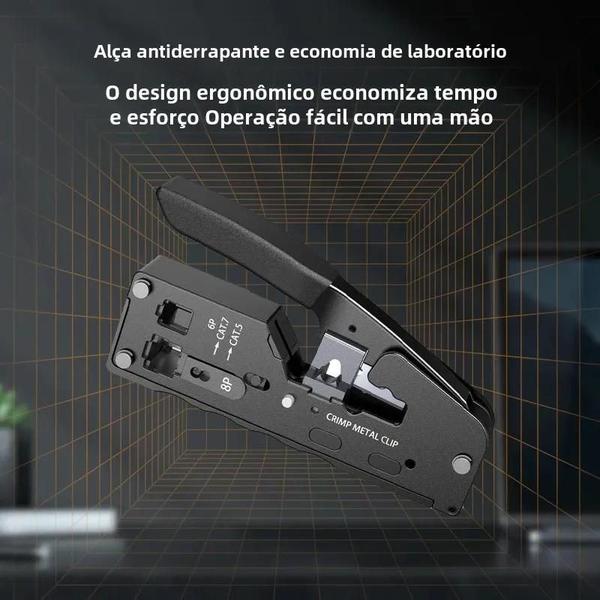 Imagem de Ferramenta de Crimpar RJ45 Multifuncional para Cabos de Rede Cat5, Cat6 e Cat7