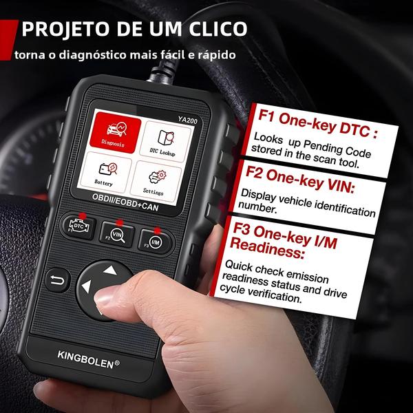 Imagem de Ferramenta de Diagnóstico Automotivo OBD2 YA200 - Leitor de Código Multilíngue