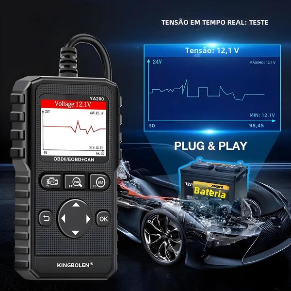 Imagem de Ferramenta de Diagnóstico Automotivo OBD2 YA200 - Leitor de Código Multilíngue