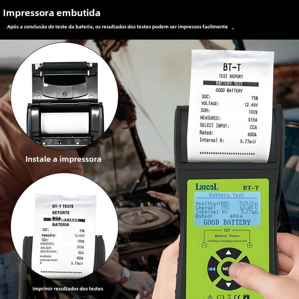 Imagem de Ferramenta de Diagnóstico de Bateria Automotiva 12V com Impressora - Resultados de Teste Simples