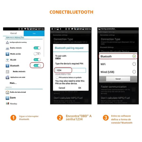 Imagem de Ferramenta de Diagnóstico OBD2 Bluetooth ELM327 - Mini Scanner Automotivo