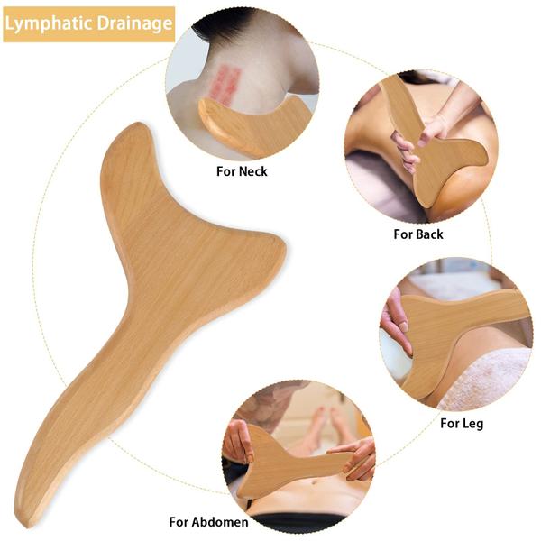 Imagem de Ferramenta de massagem Machomby Wooden Gua Sha Lymphatic Drenage, 2 unidades