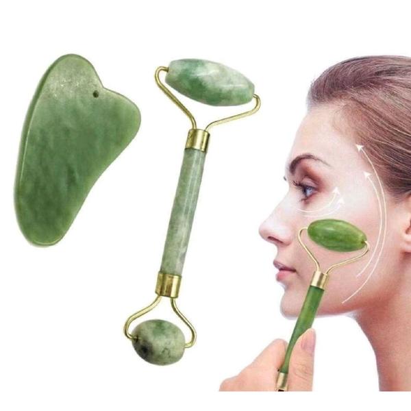 Imagem de Ferramentas de cuidados com a pele facial  cristal jade rolo raspagem placa facial beleza jade rolo cristal raspagem pla