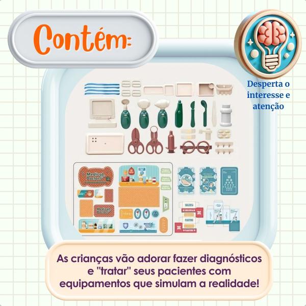 Imagem de Ferramentas Médicas Brinquedo - Kit Doutor Doutora Alça