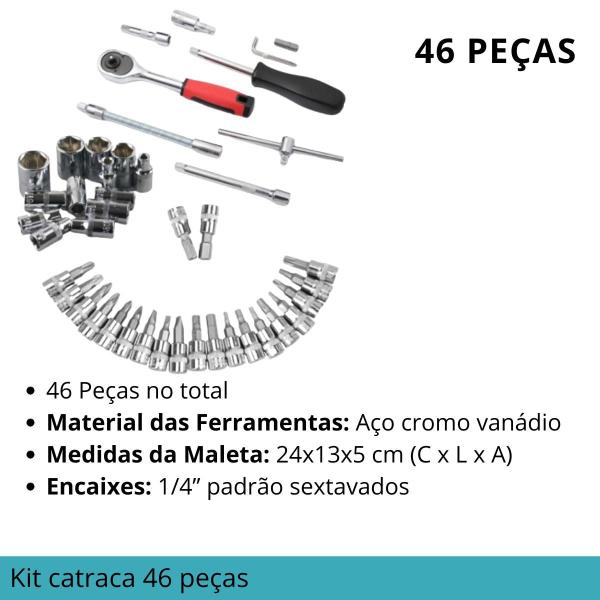 Imagem de Ferramentas resistentes em maleta com 46 peças úteis.