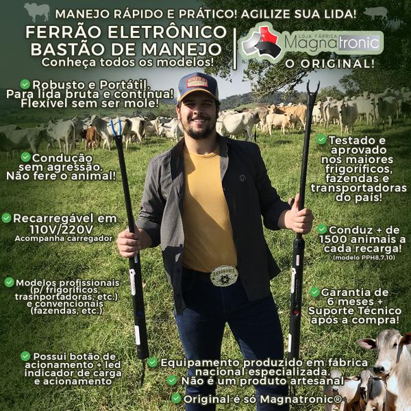 Imagem de Ferrão Eletrônico Magnatronic PPH7 1,47m Profissional Picana Manejo Gado Recarregável