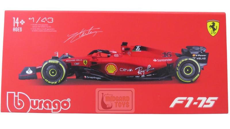 Imagem de Ferrari F1-75 - Charles Leclerc 16 - Acrílico - Formula 1 2022 - Ferrari Racing - 1/43 - Bburago