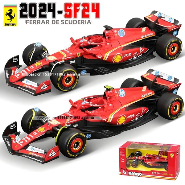 Imagem de Ferrari SF24  16 Leclerc  55 Sainz Jr. Escala 1:43 Bburago F1 2024 Diecast Model Car Toy