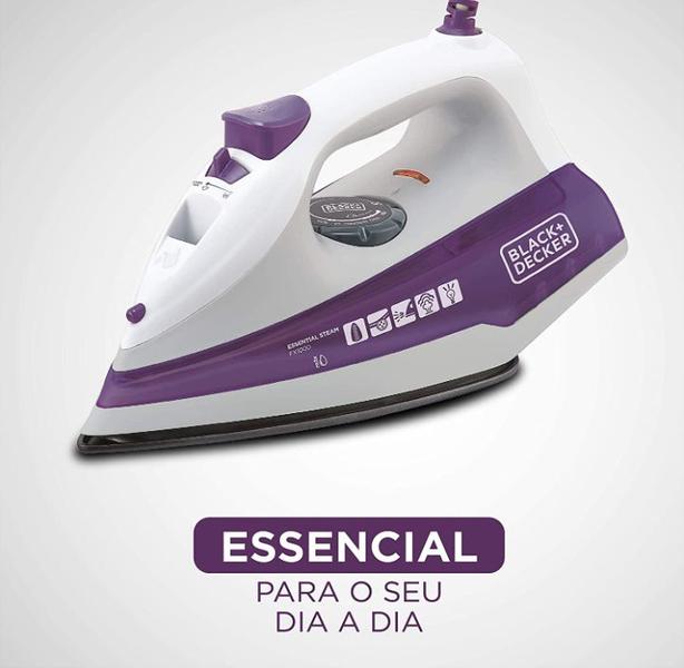 Imagem de Ferro de Passar a Vapor Black Decker FX1000 Branco/Roxo - Atenção Voltagem Somente 220v