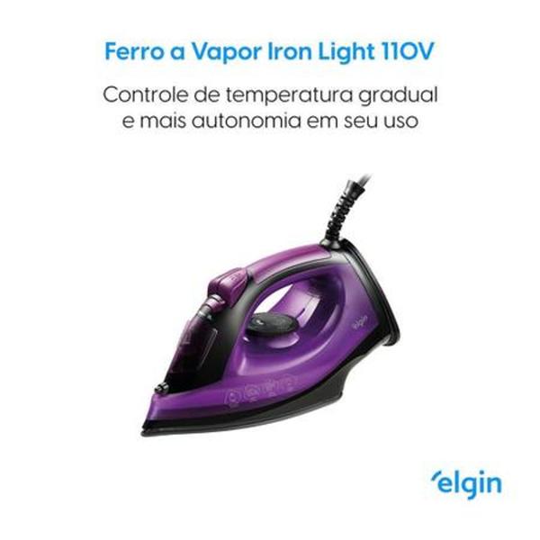 Imagem de Ferro de Passar a Vapor Elgin Iron Light, 1200W, 127V, Roxo - 42FVA1001000