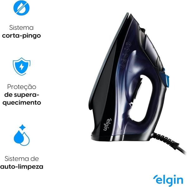 Imagem de Ferro De Passar A Vapor Iron Glide Preto E Azul 1200w 127v