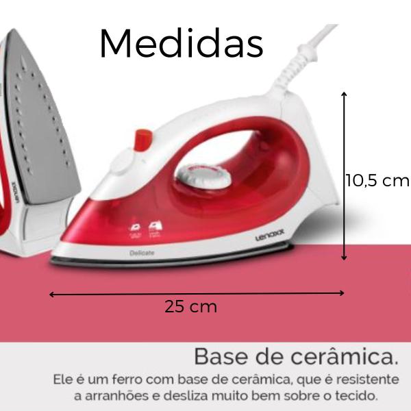 Imagem de Ferro de Passar Lenoxx Delicate a Vapor e a Seco Doméstico Uso Fácil com Reservatório