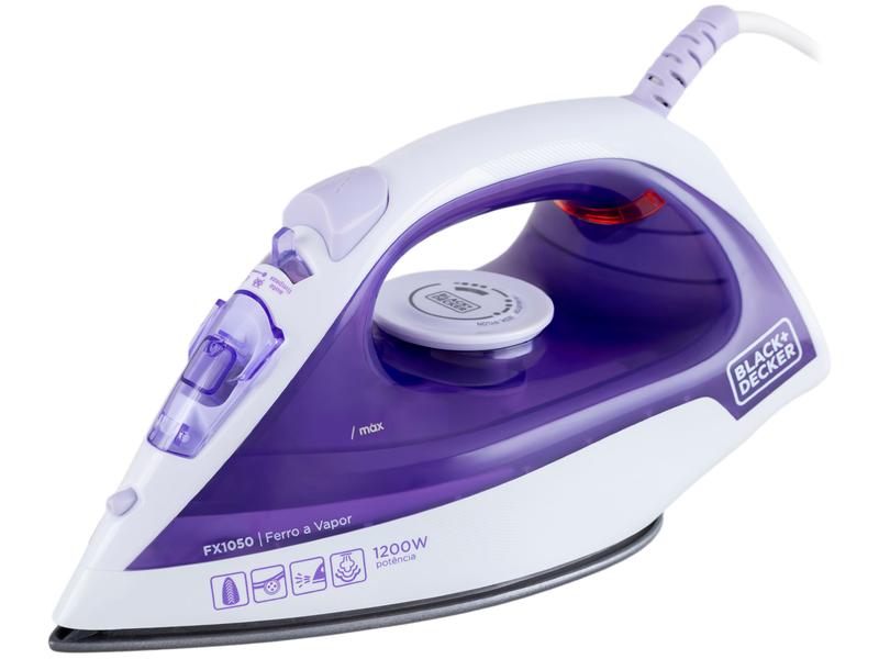 Ferro de Passar Roupa a Vapor e a Seco Black+Decker FX1050 Branco e Roxo Ferro de Passar Roupa a Vapor e a Seco Black+Decker FX1050 Branco e Roxo