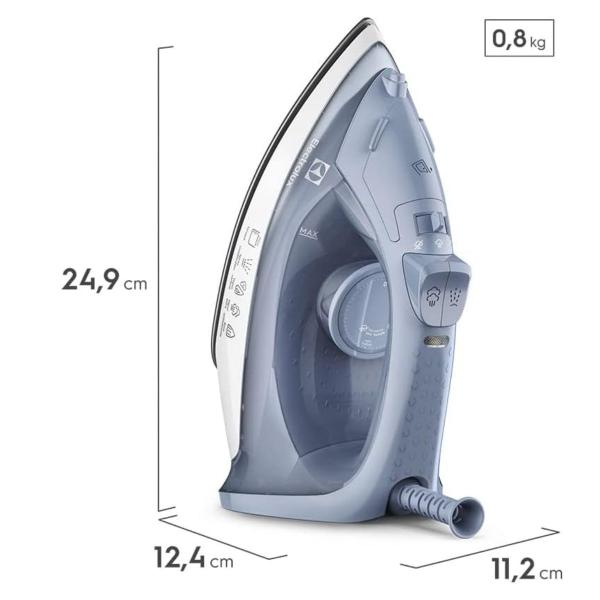 Imagem de Ferro de Passar Roupa Vapor e Seco Electrolux ESI10 Efficient com Vapor Vertical Azul Voltagem 110v ou 220v