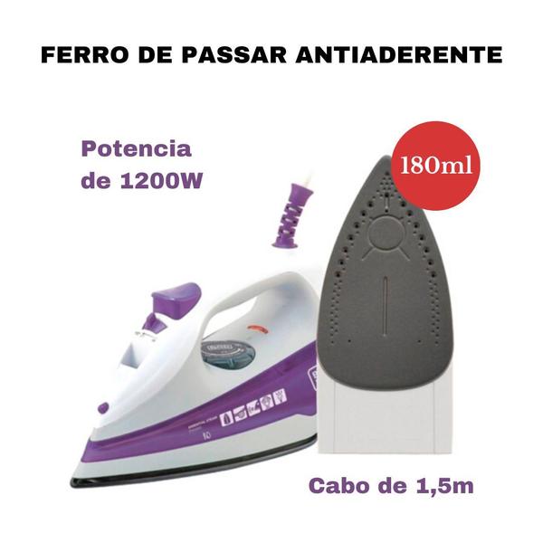 Imagem de Ferro de Passar Roupas Elétrico a Vapor BlackDecker Base Antiaderente Roxo FX1000 110/127V