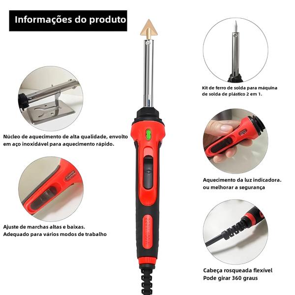 Imagem de Ferro de Solda Elétrico para Reparo de Para-choques de Carro - Grampeador Térmico