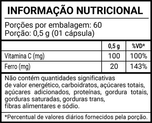 Imagem de Ferro e Vitamina C 2 X 60 Cápsulas Flora Nativa