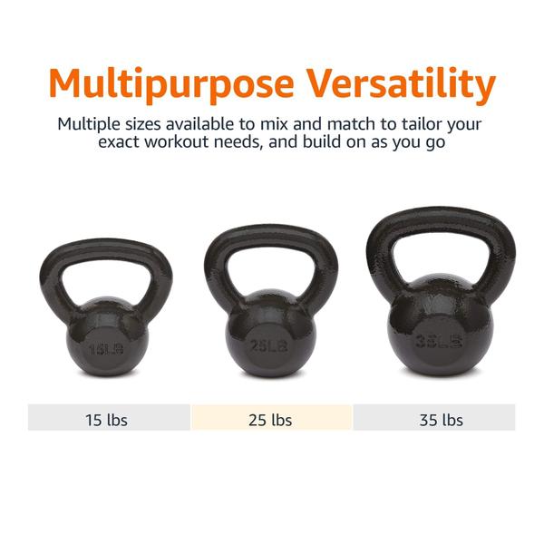 Imagem de Ferro fundido Kettlebell Amazon Basics 6,8 kg/15 libras preto