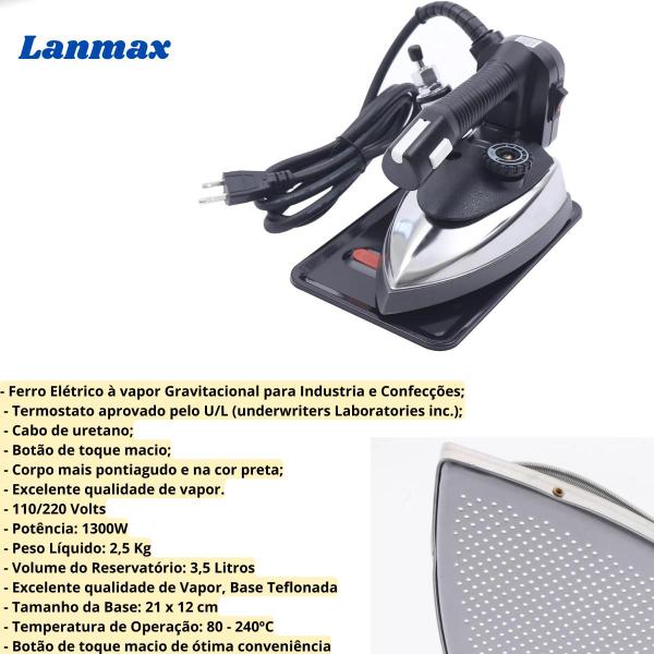 Imagem de Ferro Lanmax Industrial Passar Vapor 94AL Com Sapata Teflon