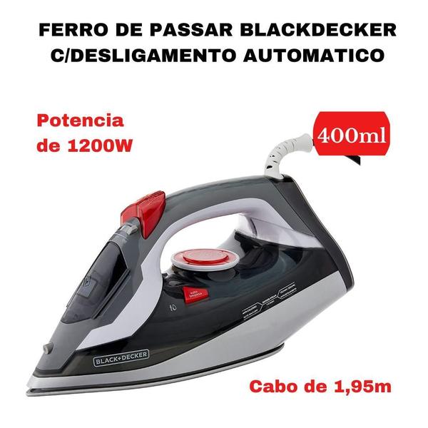 Imagem de Ferro Passar Roupas Blackdecker Eletrico Antiaderente -