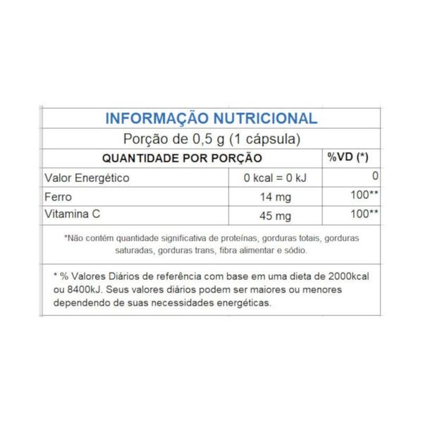 Imagem de Ferro + vitamina C 60 cápsulas de 500mg Kit com 3