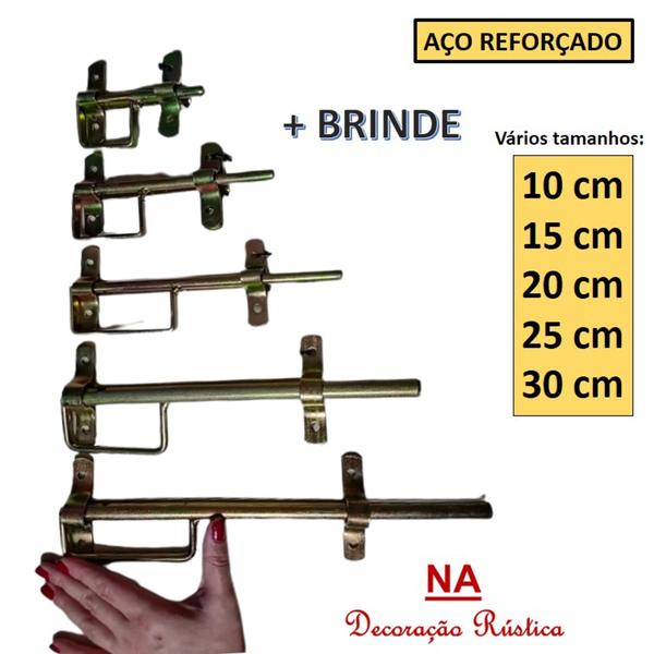 Imagem de Ferrolho trinco de porta grande fecho portão aço vários tamanhos 30 cm