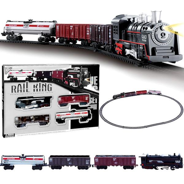 Imagem de Ferrorama de Brinquedo Trem Elétrico Infantil Trenzinho Locomotiva Luz e 14 Trilhos