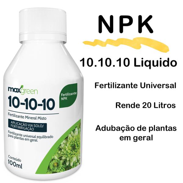 Imagem de Fertilizante Adubo NPK liquido 10.10.10 100ml - Maxgreen