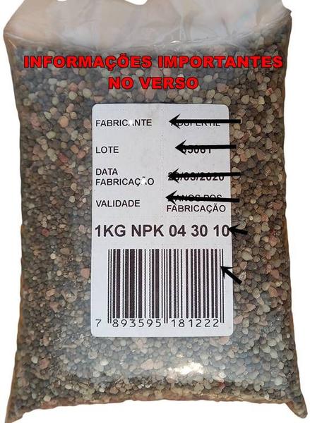 Imagem de Fertilizante Npk 04 30 10 - 1Kg Adubo Completo Rico Em (P)