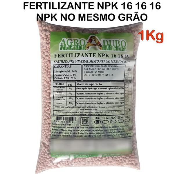 Imagem de Fertilizante npk 16 16 16 no mesmo grão 1kg uso em culturas em geral